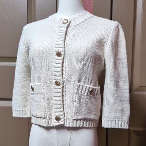 Zara Cropped Lady Jacket Sweater With Metal Buttons